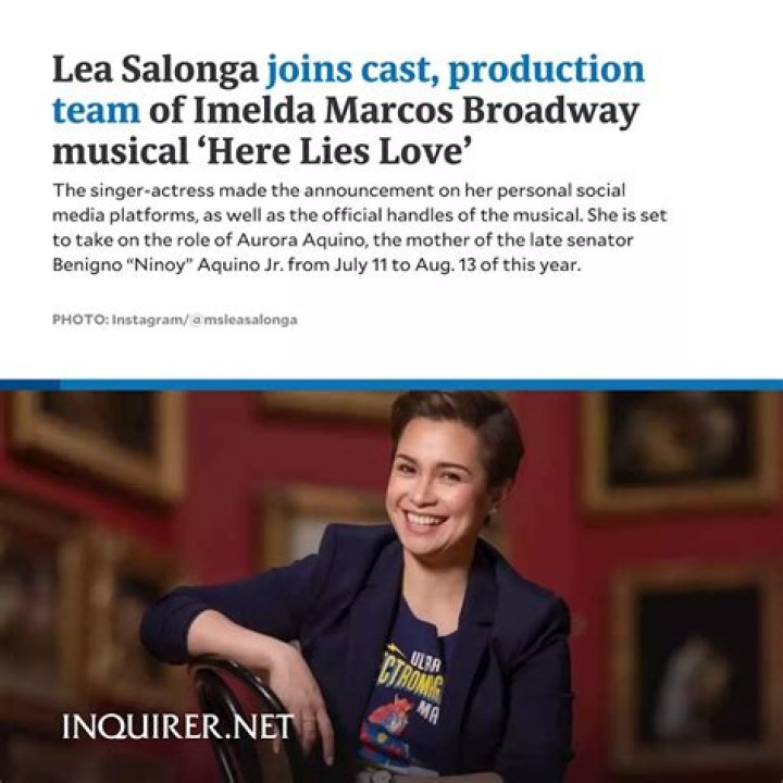 Lea Salonga joins cast, production team of Imelda Marcos Broadway